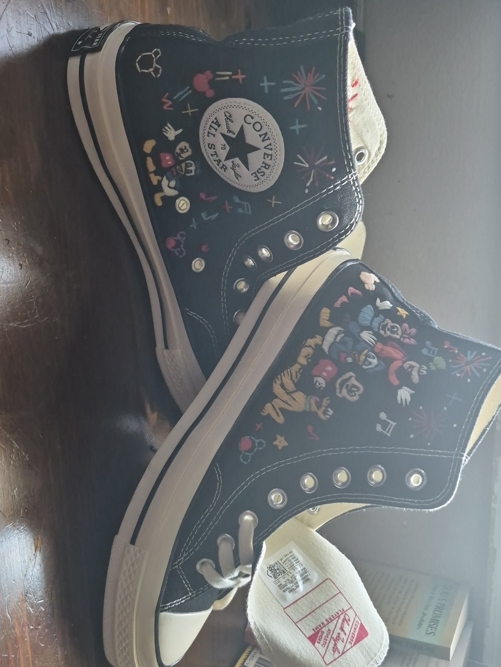 Unisex Converse Disney Chuck Taylors High Top Sneakers with Colorful Embroidere